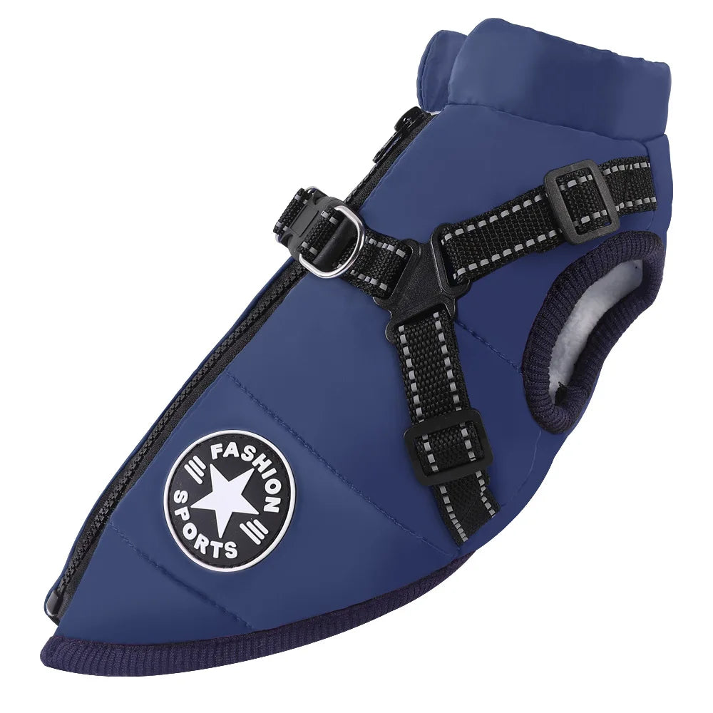 Winter Warm Pet Dog  USA Jacket with Harness Waterproof Dog Coat Vest for Small Medium Chihuahua French Bulldog Outdoor Dog Clothes