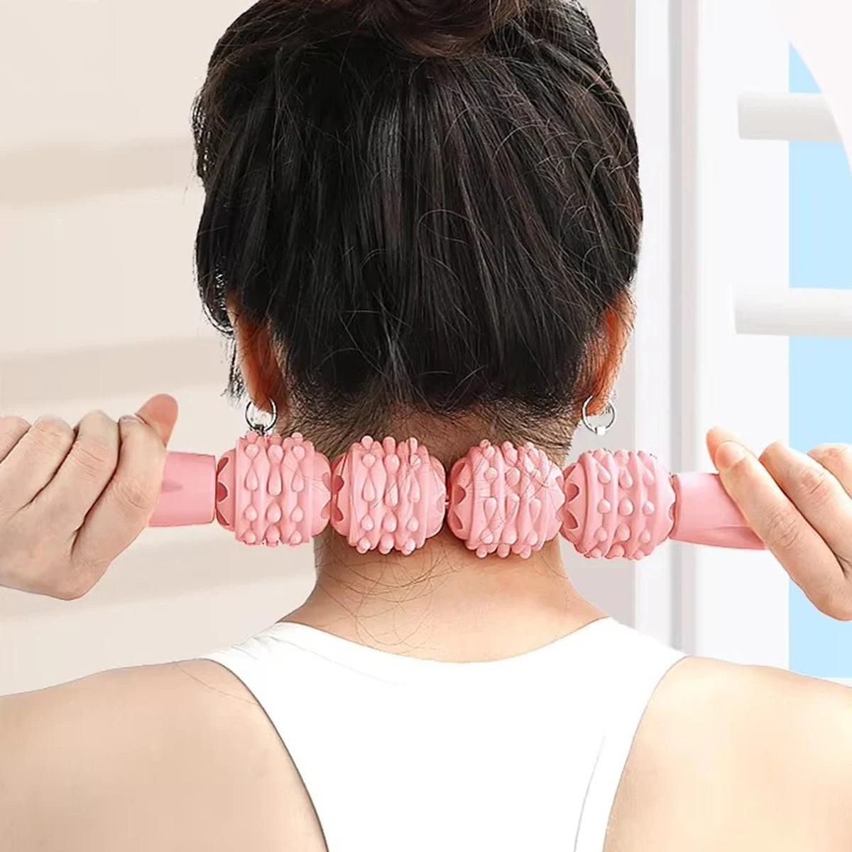 4-Wheel Massage Stick USA Leg Massager with Cylindrical Handle, Deep Tissue Trigger Point Tool for Muscle Recovery & Fitness