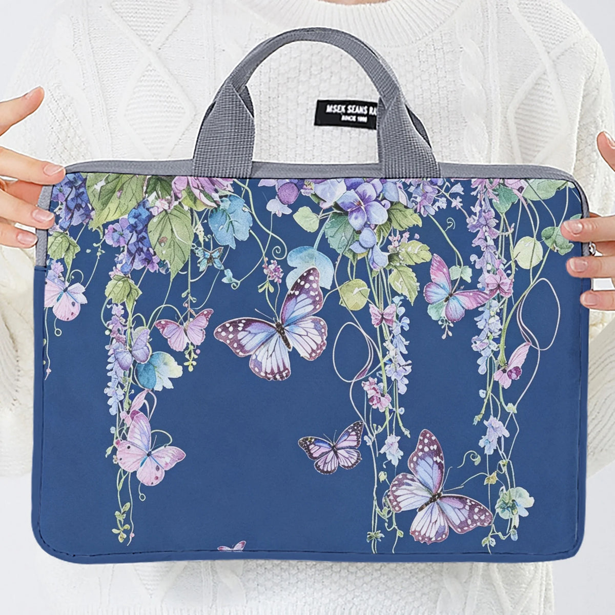 1PC 2-Style Purple Butterfly Laptop Bag USA Briefcase for 14-Inch Laptops, Portable Computer Carrying Case