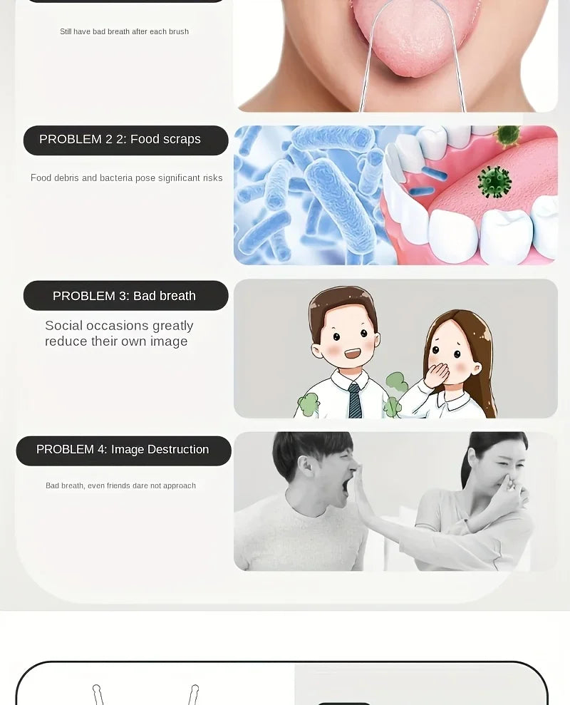 Stainless Steel U-Shaped Tongue Scraper USA Adult Portable Easy-to-Clean Oral Hygiene Tool for Removing Bacteria & Plaque
