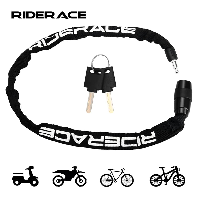 Bicycle Chain Lock USA Metal Anti-Theft Security Reinforced Mountain Road Bike Chain Lock with 2 Keys for Motorcycle & Scooter Padlock
