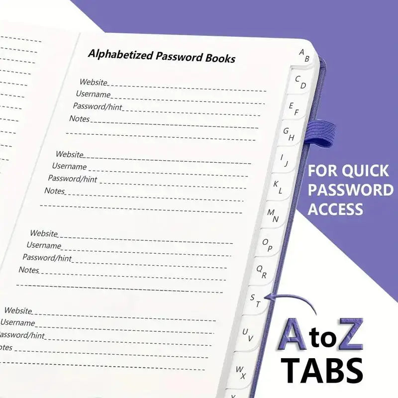 Alphabetical Password Book USA Internet Address Organizer Logbook, Small Pocket Password Keeper for Website Logins