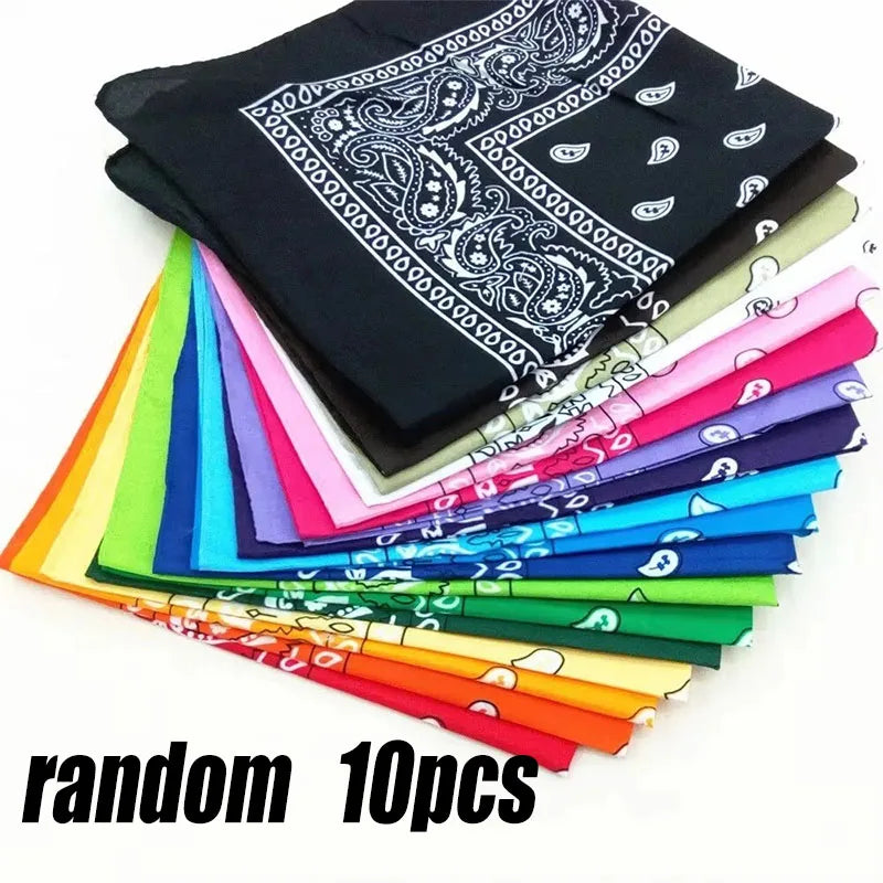 10pcs  Fashion Hip Hop 100% Cotton USA Bandana Square Scarf 55cm*55cm Paisley Headband Printed For Women/Men/Boys/Girls