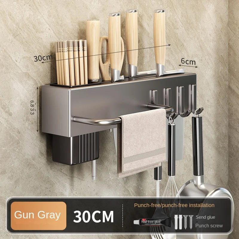 Tool-free Kitchen Shelf, Canada kitchen Accessories, Multifunctional Wall-mounted Chopstick Holder, Storage for Knives and Tools