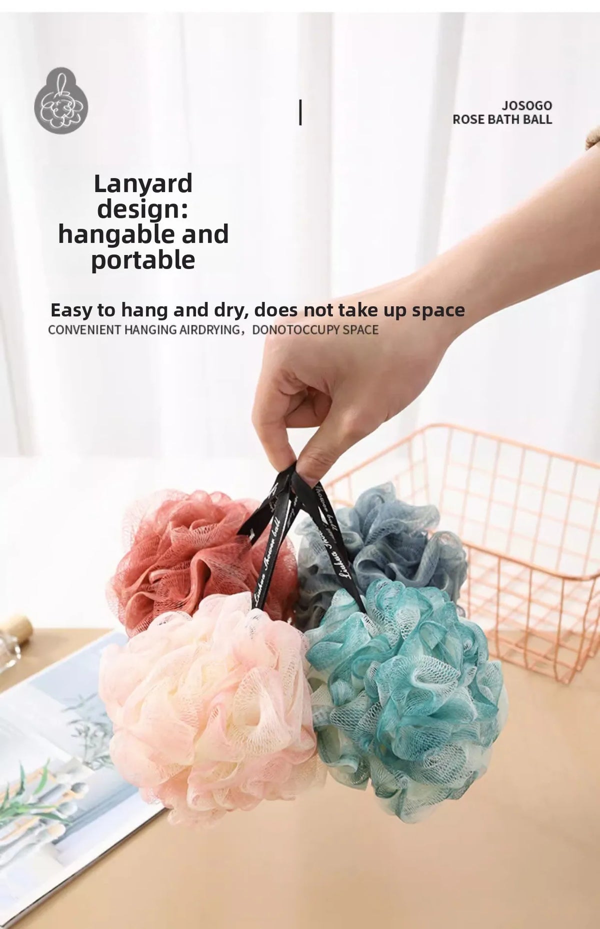 1/3PCS Durable Loofah Bath Sponge USA No-Loose-Petals Premium Body Shower Ball for Women’s Daily Bathing & Bathroom Use