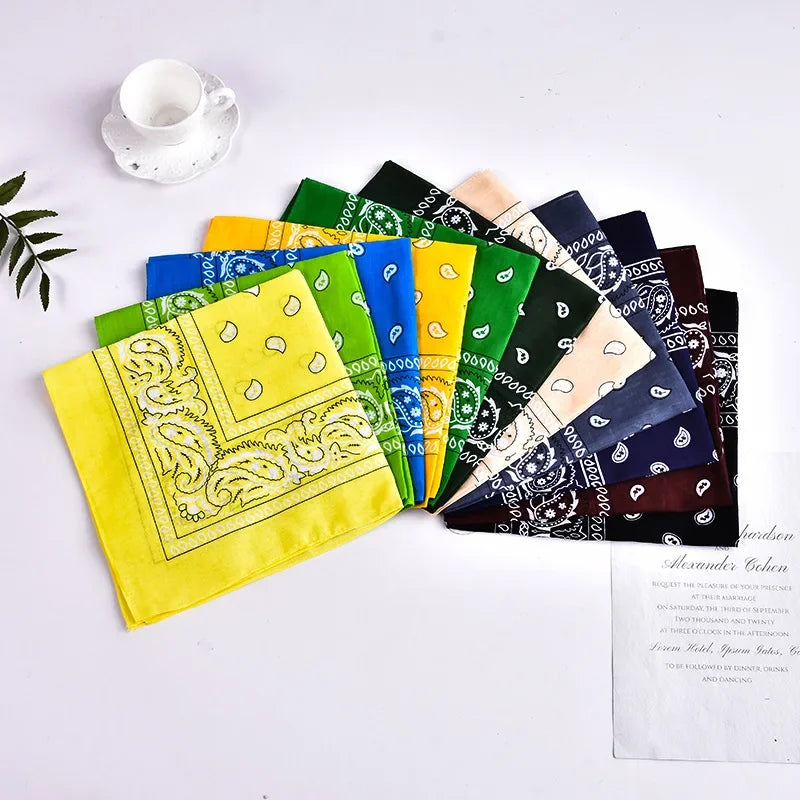 10pcs  Fashion Hip Hop 100% Cotton USA Bandana Square Scarf 55cm*55cm Paisley Headband Printed For Women/Men/Boys/Girls