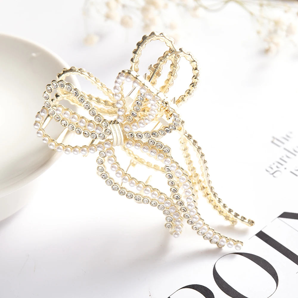 New Elegant Women Metal Hair Claw Crab Gold Hollow Hairpin Geometric Vintage Hair Clips Barrettes Headband Hair Accessories