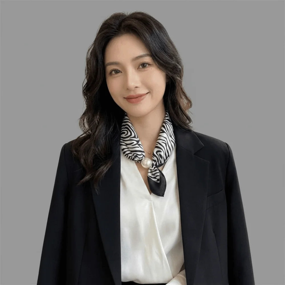 New Pearl Buckle Silk Scarf Canada Printed Thin Neck Scarf Lightweight Soft Neckerchief for Women