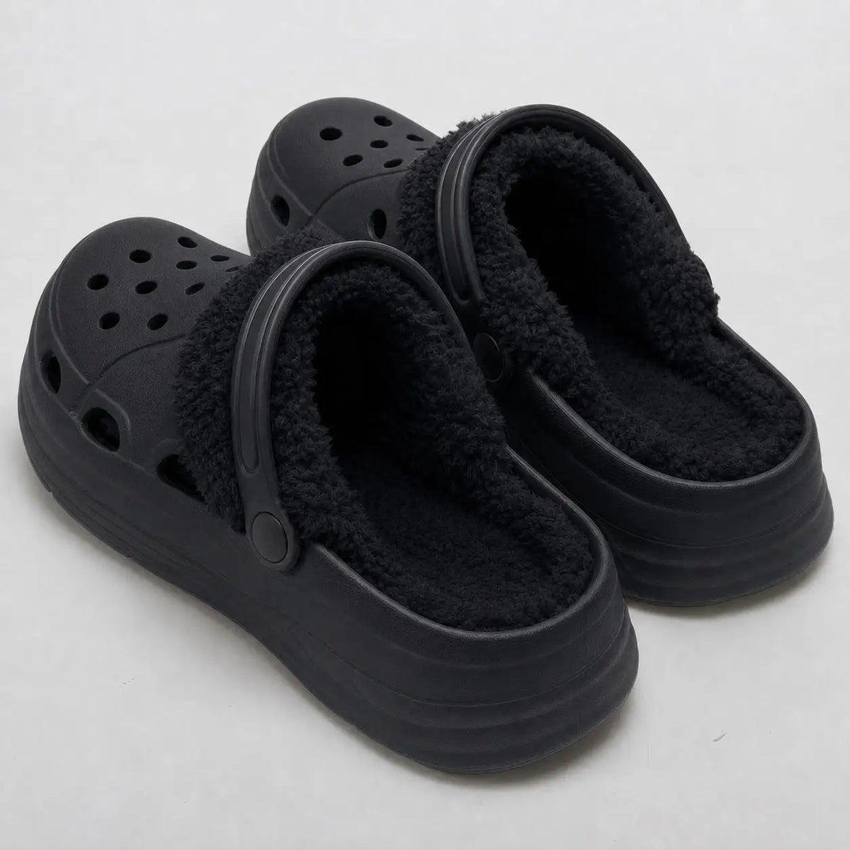 Adjustable Strap Fleece-Lined Clogs USA Winter Non-Slip EVA Slippers Warm Fur-Lined Casual Indoor Outdoor Garden Shoes