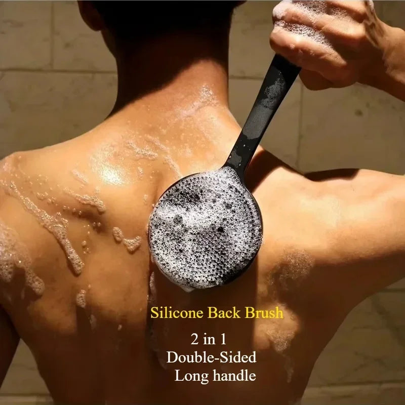 Soft Back Scrubber Brush USA Silicone Skin Massager Bath Shower Scrubbing Brush with Handle Body Wash Exfoliating Bath Supply
