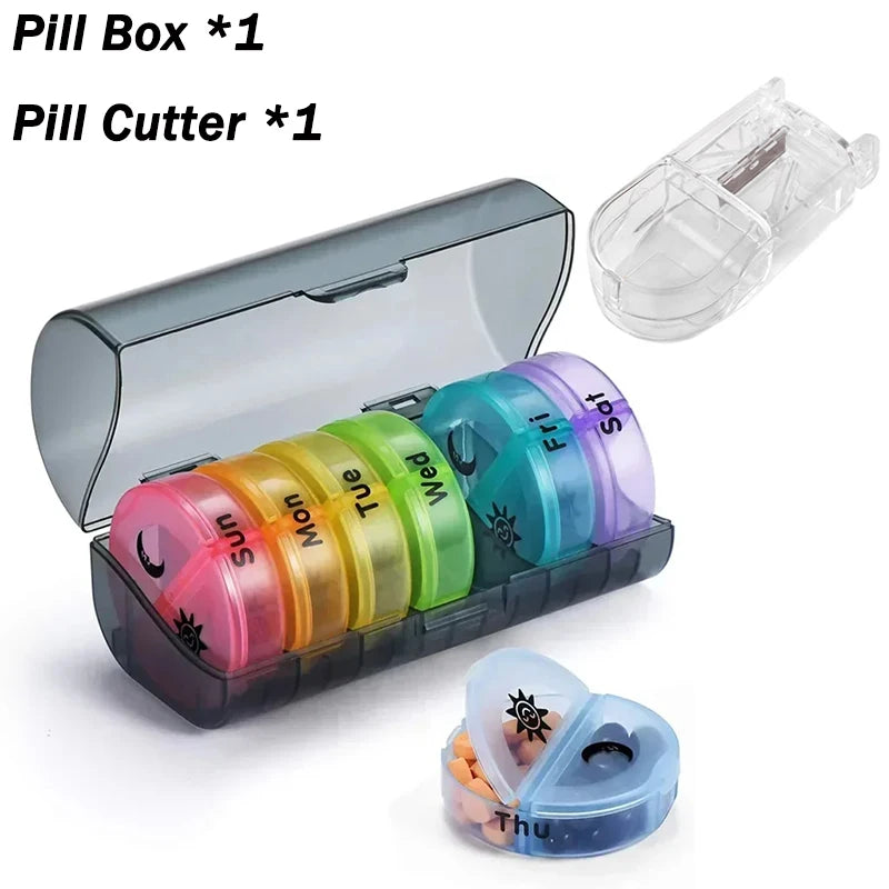 Weekly Pill Organizer USA Portable Travel Medicine Box, 21-Compartment 3-Times-a-Day Case for Vitamins, Supplements & Fish Oil