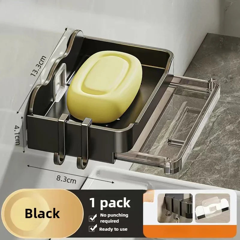 Bathroom Soap Holder Canada Free-Punching Wall Mounted Soap Sponge Holder Organizer Double Drainage Soap Dish Bathroom Accessories