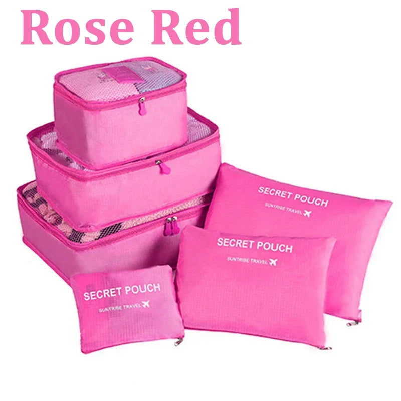 6PCS/Set Travel Storage Bags Canada Pink/Blue/Grey Large Capacity Waterproof Luggage Clothing Underwear Storage Bags with Zipper