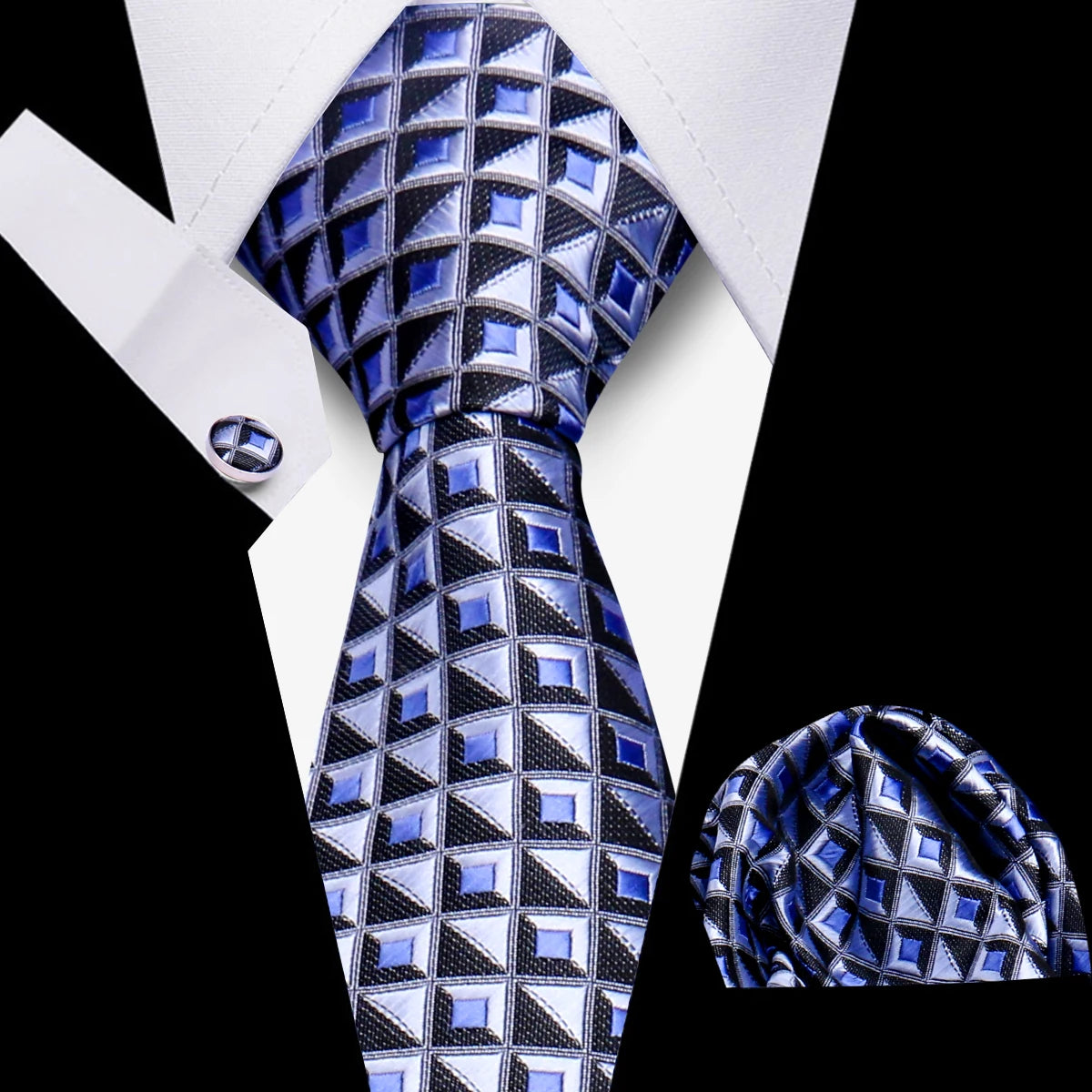Men’s Business Necktie Set Canada Classic Plaid Cufflinks Handkerchief for Suit Wedding High-Quality 3PCS Tie Set Formal Gravata