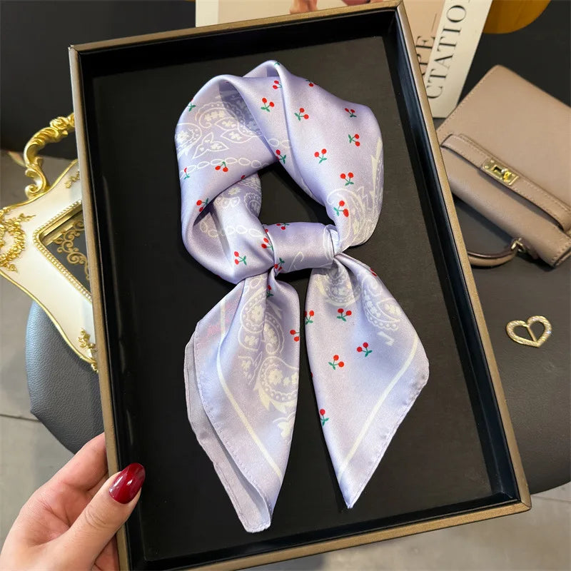 Print 70cm Silk Satin Headscarf Canada Women Luxury Design Neck Tie Scarf Hair Hand Wrist Foulard Shawl Bandana