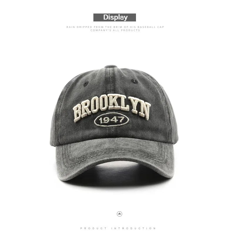 Retro Brooklyn Letter Embroidery Baseball Cap Canada Spring Summer Men Women Cotton Adjustable Casual Hip Hop Streetwear Sun Hat