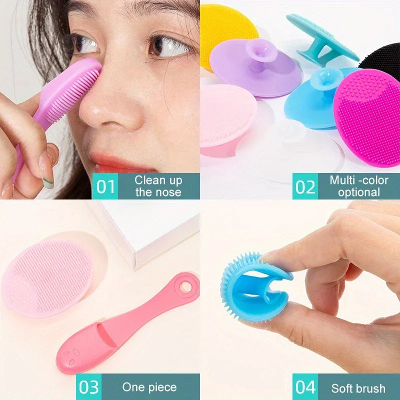 Silicone Facial Brush Cleaner USA Portable Blackhead Double-Sided Massage Brush, Facial & Nasal Scrub Skin Care Cleaning Tool