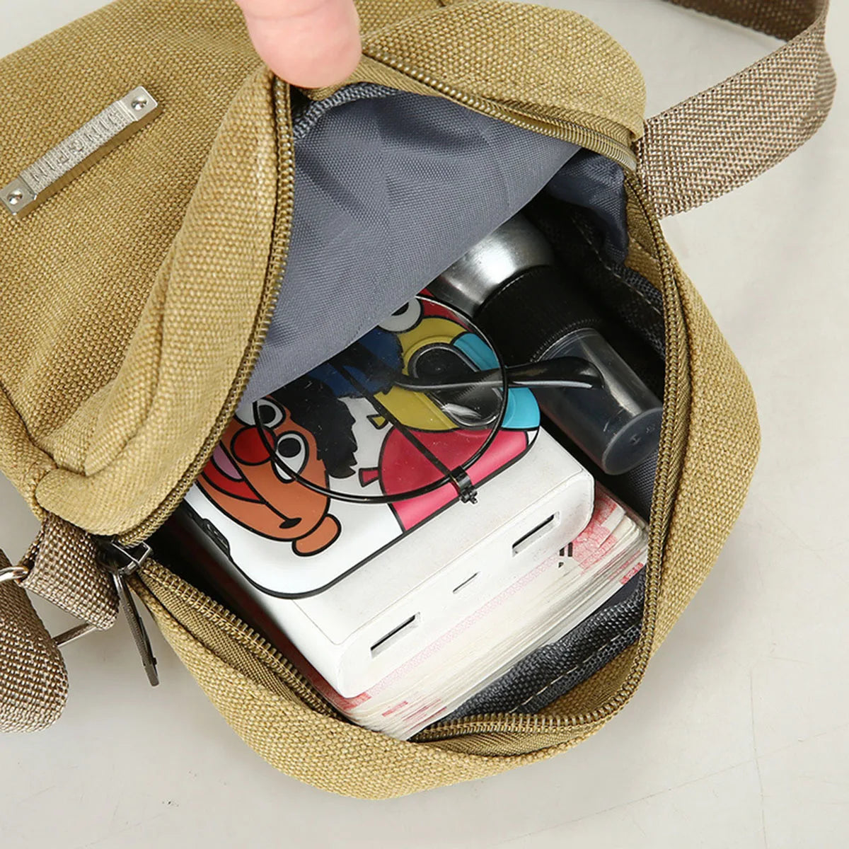 Men’s Casual Canvas Shoulder Bag USA Crossbody Phone Pouch Small Backpack Leisure Tote Handbag for Men