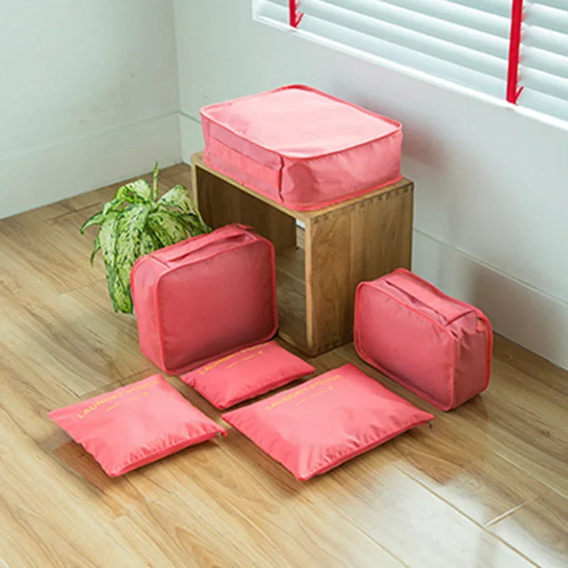 6PCS/Set Travel Storage Bags Canada Pink/Blue/Grey Large Capacity Waterproof Luggage Clothing Underwear Storage Bags with Zipper