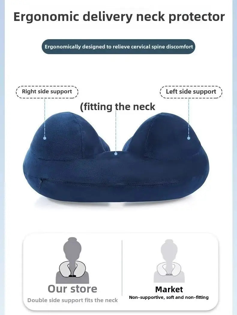 Portable U-Shaped Travel Pillow USA Inflatable Air Cushion Neck Support for Comfortable Sleeping, Press-to-Inflate Travel Pillow for Travelers