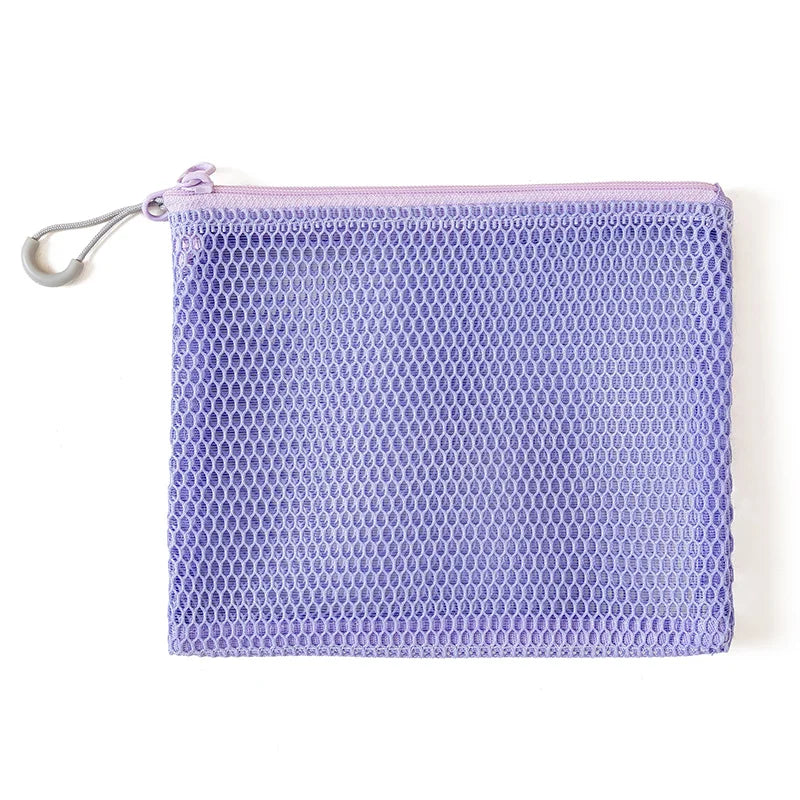 Double Zipper Mesh Storage USA Bag Ultra Light Wear-proof Visible Colored Double Layered Makeup Pouch Durable With Handle Coin Bag