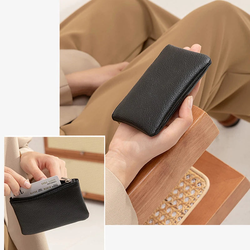 Women PU Leather Coin Purse Canada Retro Litchi Pattern Zipper Pouch Mini Change Purse Unisex Solid Wallet Card Holder Storage Bag