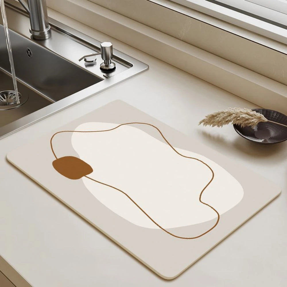 Tableware Drying Mat USA Soft Drain Pad Non-Slip Super Absorbent Wear-Resistant Coffee Machine Mat Kitchen Table Home Decor