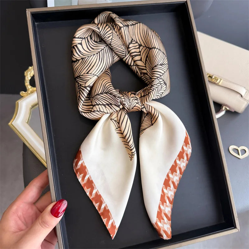 Print 70cm Silk Satin Headscarf Canada Women Luxury Design Neck Tie Scarf Hair Hand Wrist Foulard Shawl Bandana