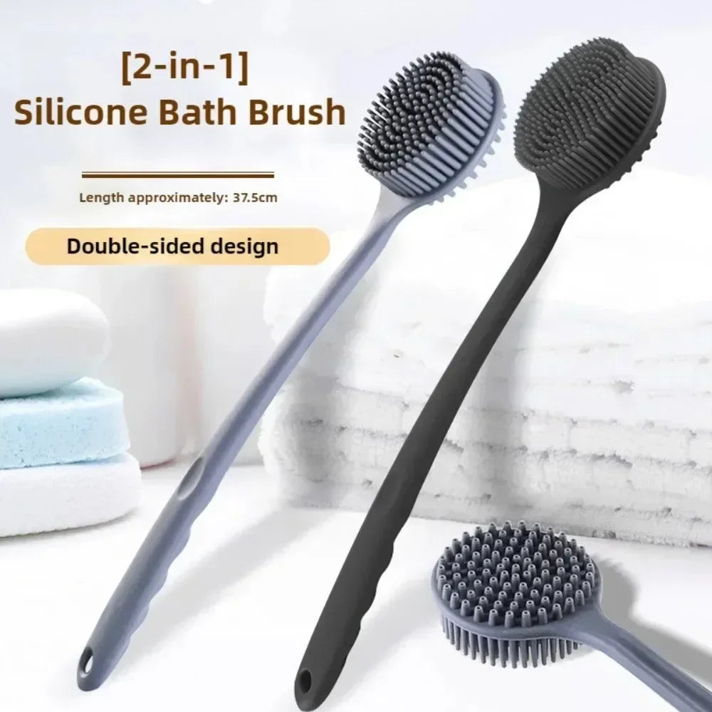 Soft Back Scrubber Brush USA Silicone Skin Massager Bath Shower Scrubbing Brush with Handle Body Wash Exfoliating Bath Supply