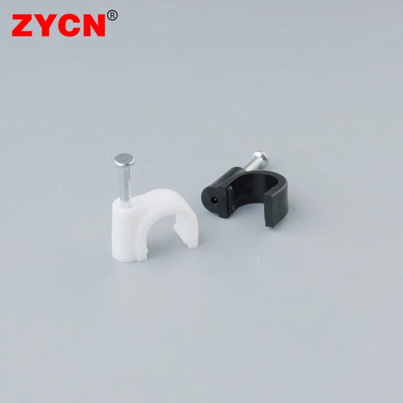 100PCS Round Cable Wire Clips Canada 4mm 6mm 8mm 10mm Cable Management Electrical Cord Holders Wall Nail Clips Black