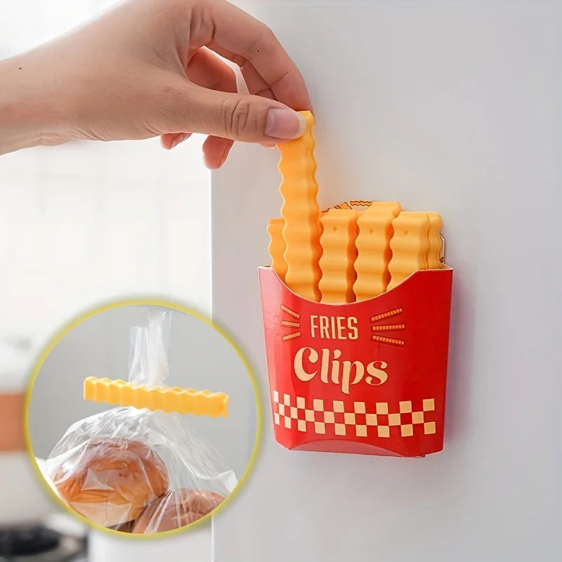 12PCS French Fry Shaped USA Sealing Clip - For Snack Sealing, Food Clips, Plastic Bag Seasoning Sealing Strips