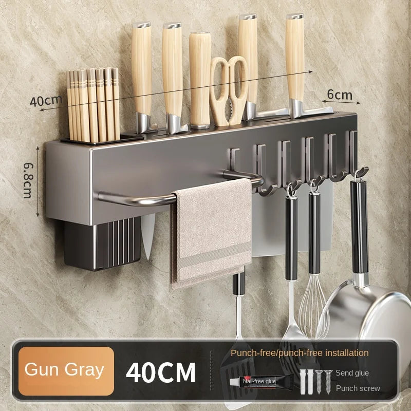 Tool-free Kitchen Shelf, Canada kitchen Accessories, Multifunctional Wall-mounted Chopstick Holder, Storage for Knives and Tools