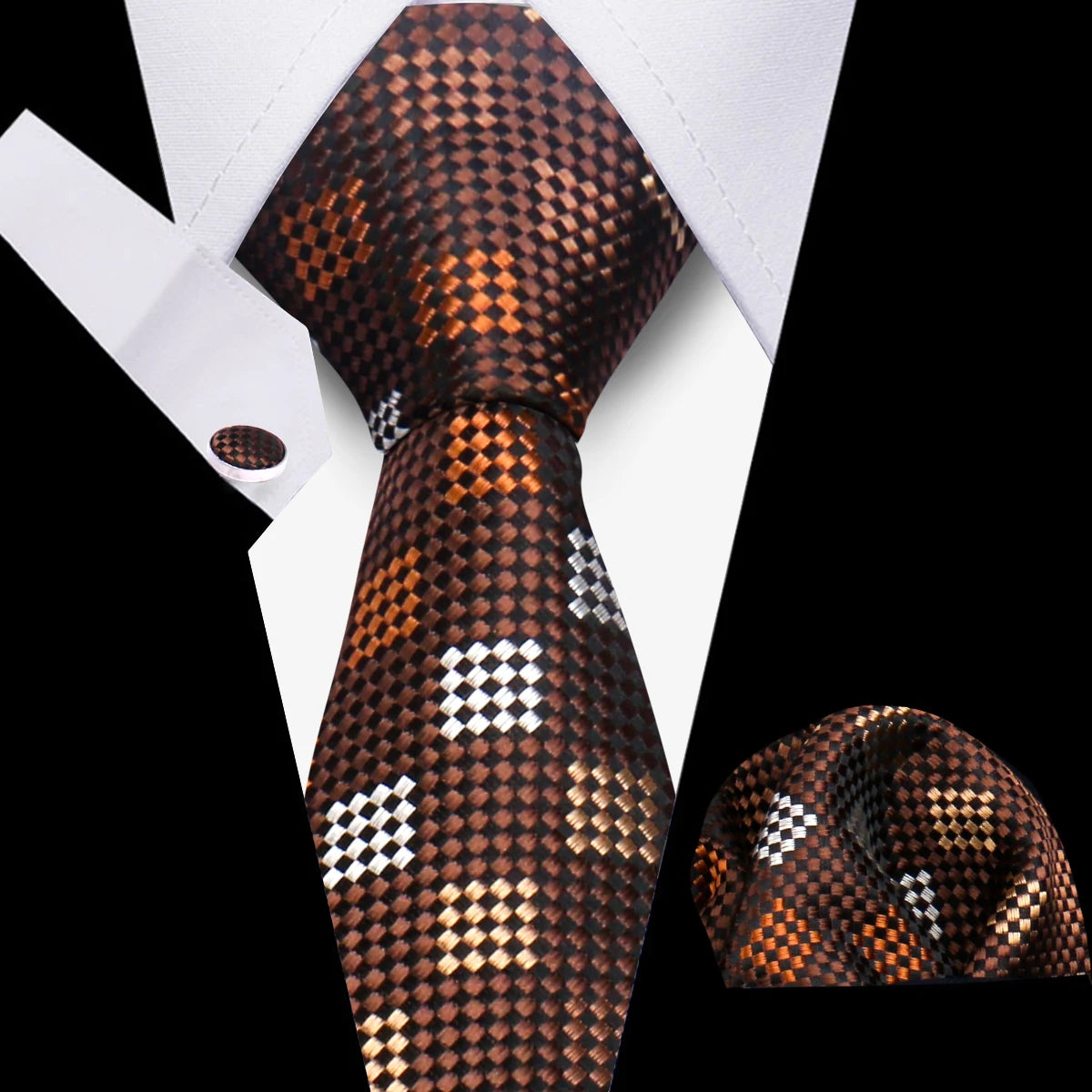 Men’s Business Necktie Set Canada Classic Plaid Cufflinks Handkerchief for Suit Wedding High-Quality 3PCS Tie Set Formal Gravata