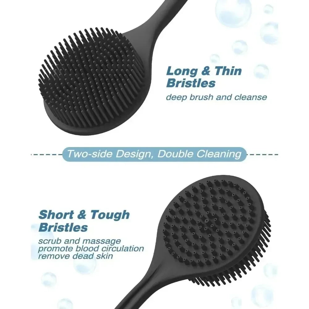 Soft Back Scrubber Brush USA Silicone Skin Massager Bath Shower Scrubbing Brush with Handle Body Wash Exfoliating Bath Supply