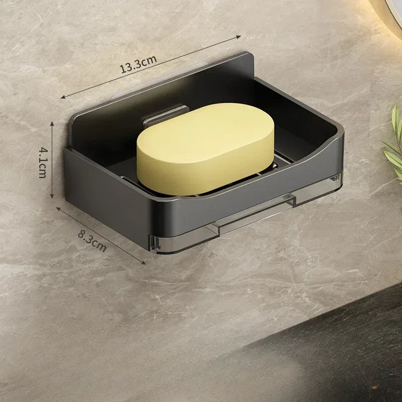 Bathroom Soap Holder Canada Free-Punching Wall Mounted Soap Sponge Holder Organizer Double Drainage Soap Dish Bathroom Accessories