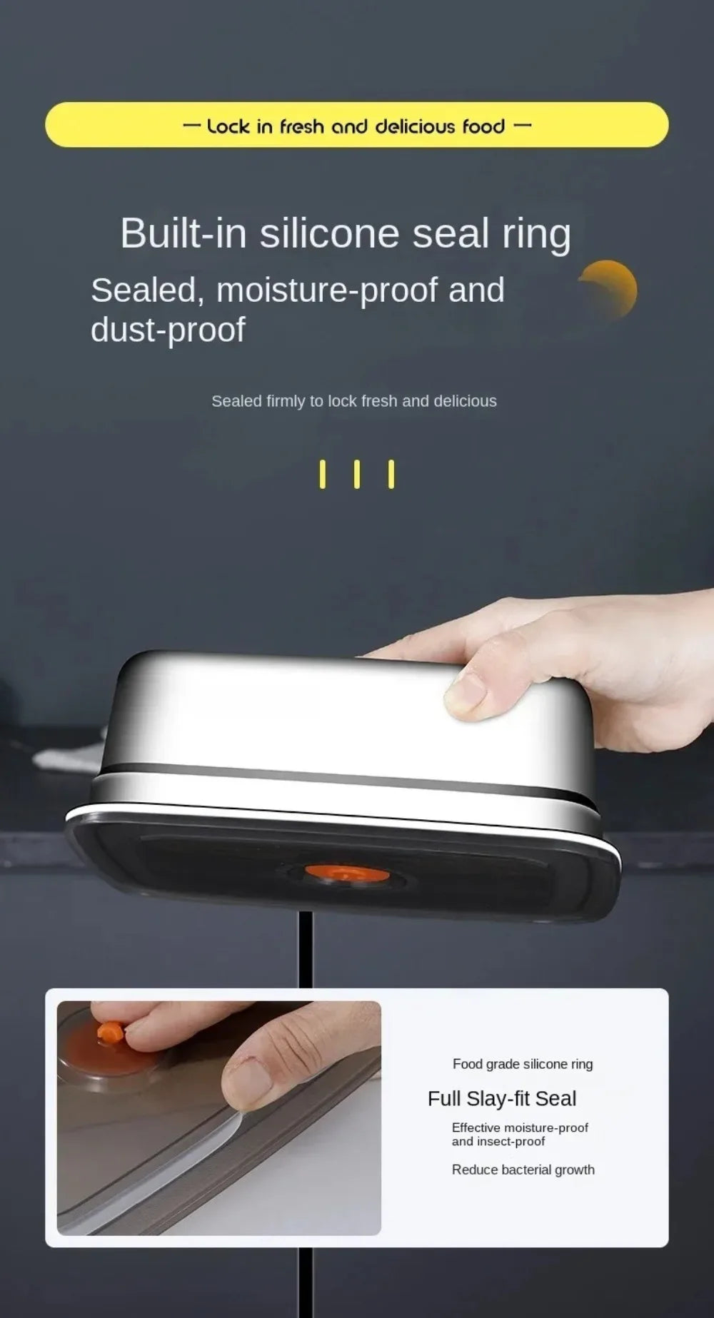 Stainless Steel Camping USA Lunch Box Sealed Microwave Suitable Bento Box Leak-proof Large Capacity Refrigerator Freezer Storage Box