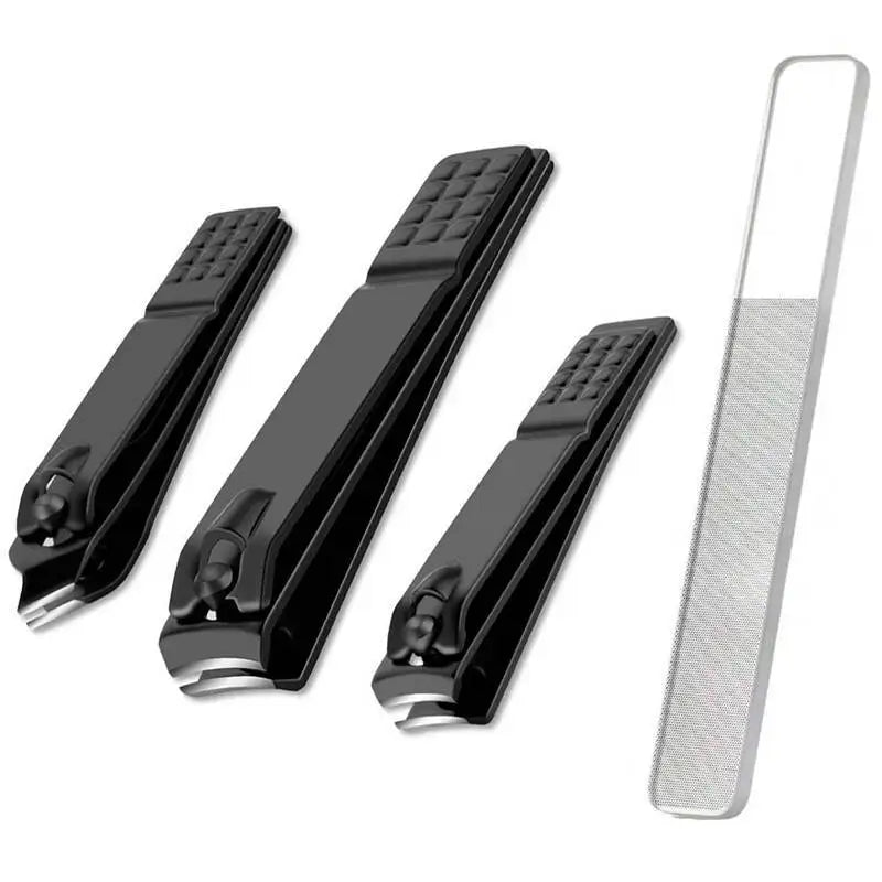 1/3/4 PCS Black Stainless Steel Nail Clippers Canada with Nano Glass File Polishing Nail File Manicure Tool Set