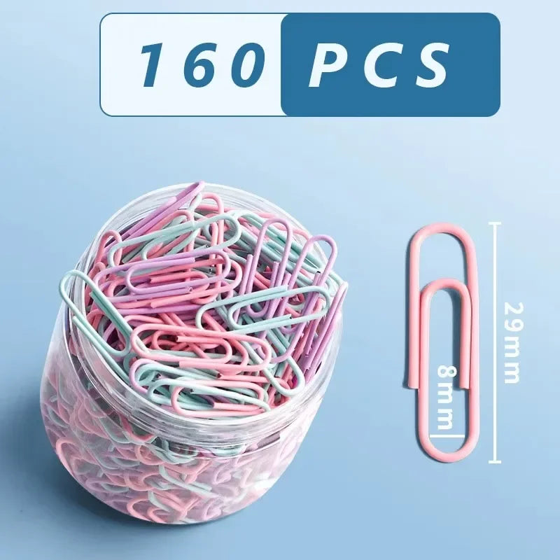 160PCS Colorful Paper Clips USA Large File & Bookmark Clips, Stainless Steel Office Stationery Paper Clip Organizer for School & Office Use