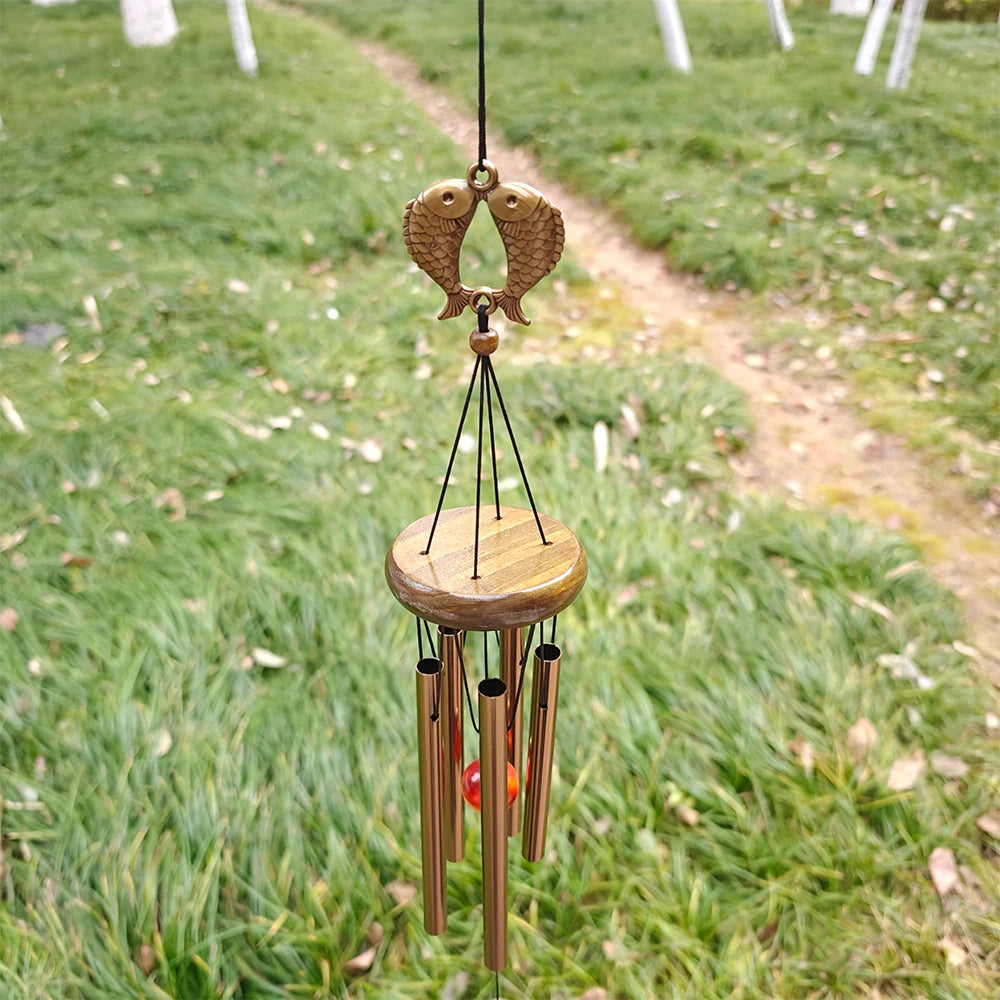 Musical Wind Chime 5 Bronze Aluminum Tubes Creative Gift for Room Outdoor GardenDecor Butterfly Owl Charms Hanging Chimes Decors