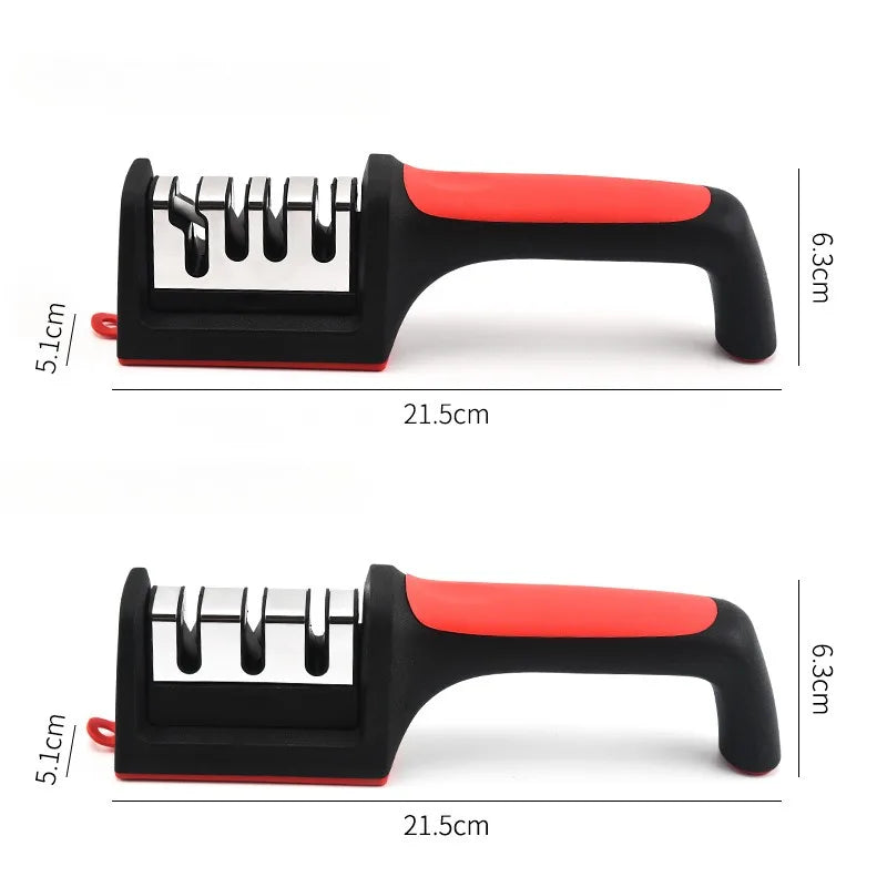 Knife Sharpener Kitchen Multifunctional Handheld Fast Sharpening Stone Three-stage Cutting Knife Kitchen Supplies