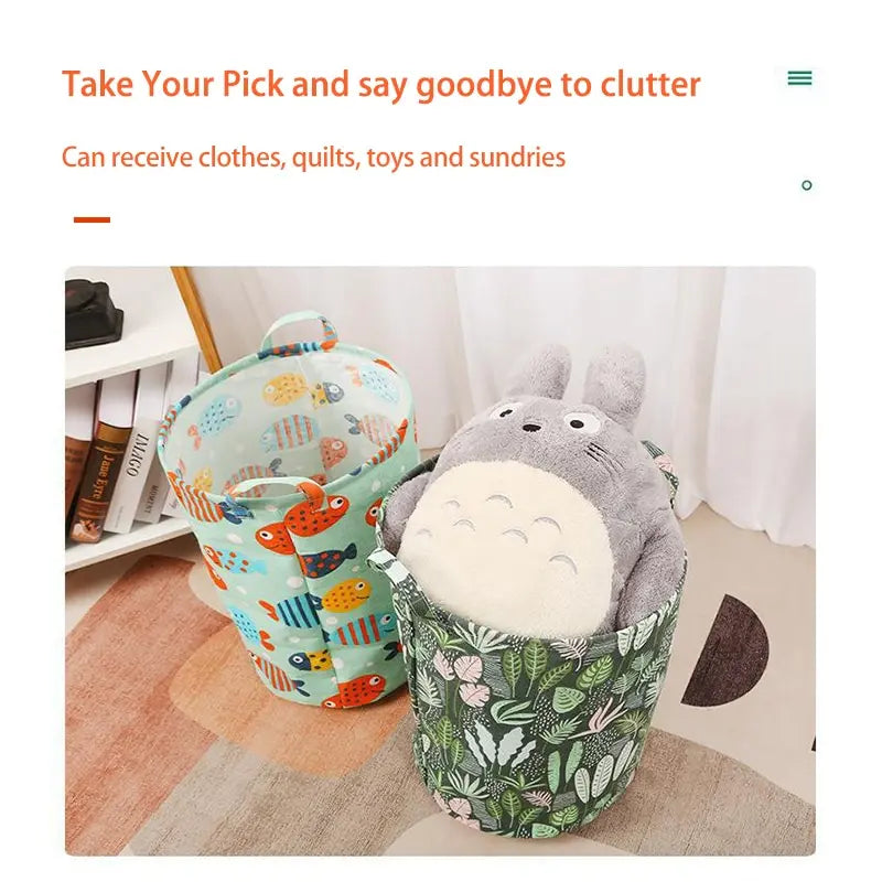 USA Linen Dirty Laundry Basket Foldable Round Waterproof Organizer Bucket Clothing Children Toy Home Large Capacity Storage