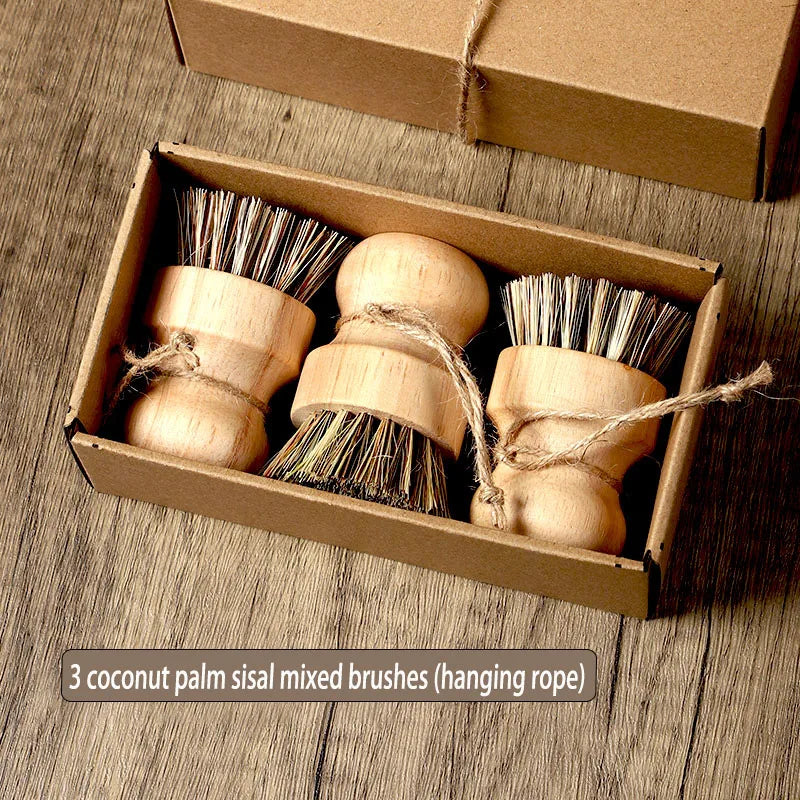 Kitchen Dishwashing Brush Does Not Damage the Pot, Coconut Brown Dishwashing Brush, Kitchen Cleaning Sisal Pot Brush