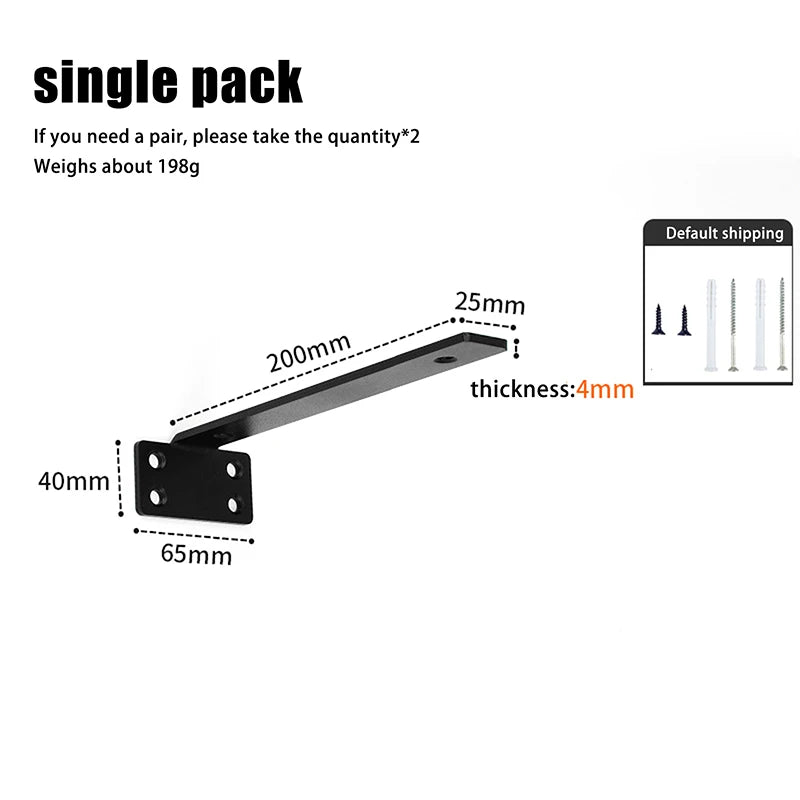 1 Set Heavy Duty Cast Iron Shelves Brackets Floating Shelf Brackets 4MM Thicked Invisible L Brackets For Shelves Support