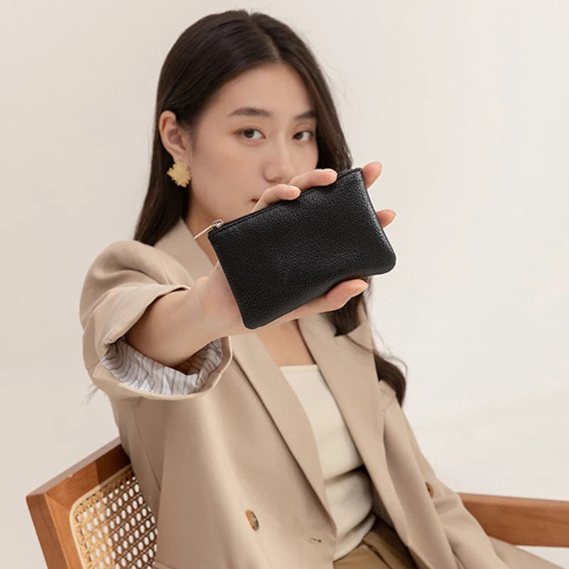 Women PU Leather Coin Purse Canada Retro Litchi Pattern Zipper Pouch Mini Change Purse Unisex Solid Wallet Card Holder Storage Bag