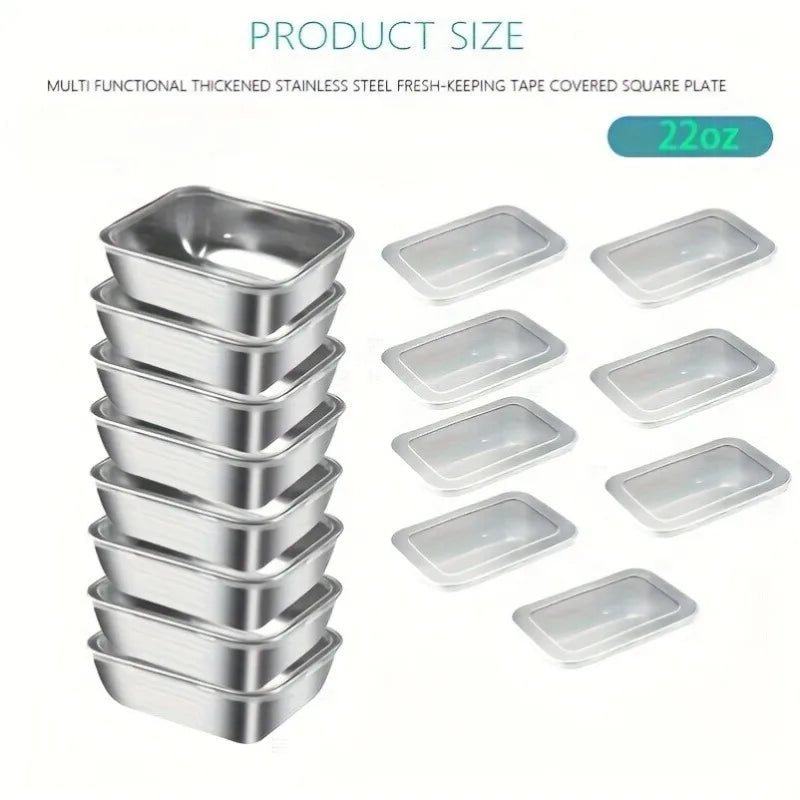 5PCS Stainless Steel Food Containers Set USA Leakproof Stackable Reusable Lunch Bento Boxes for Camping, Picnics, School & Kitchen Storage