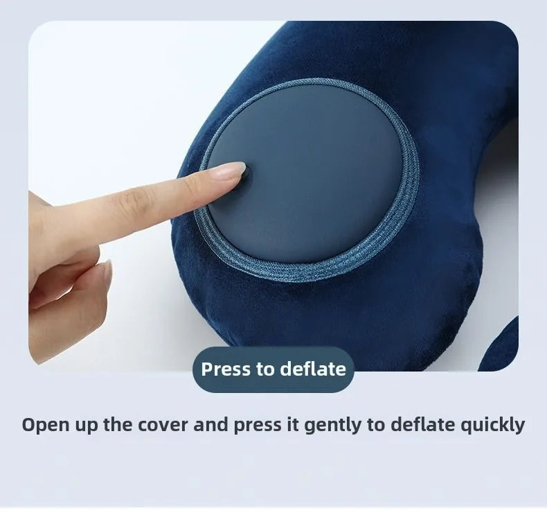 Portable U-Shaped Travel Pillow USA Inflatable Air Cushion Neck Support for Comfortable Sleeping, Press-to-Inflate Travel Pillow for Travelers