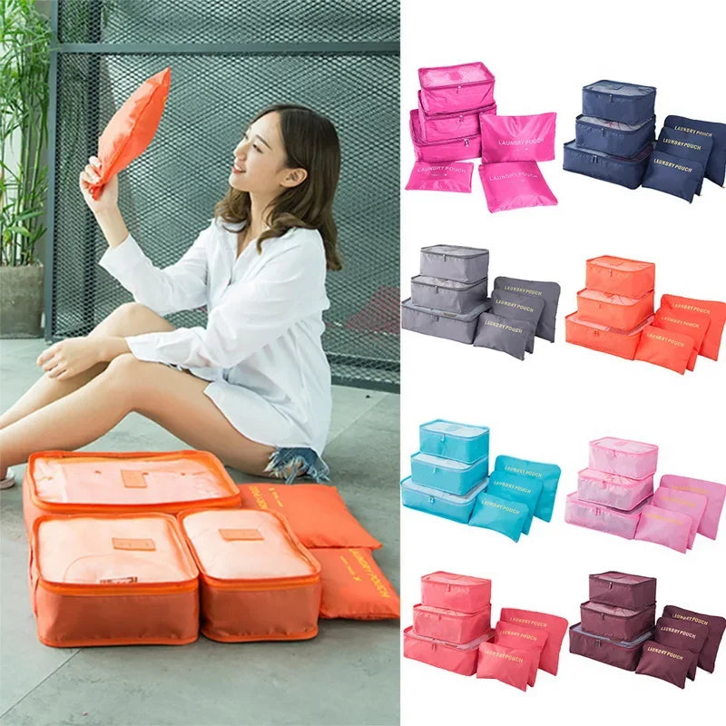 6PCS/Set Travel Storage Bags Canada Pink/Blue/Grey Large Capacity Waterproof Luggage Clothing Underwear Storage Bags with Zipper