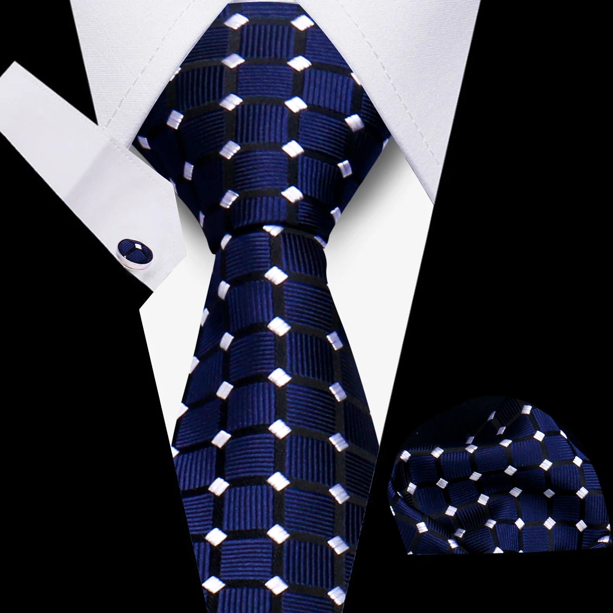 Men’s Business Necktie Set Canada Classic Plaid Cufflinks Handkerchief for Suit Wedding High-Quality 3PCS Tie Set Formal Gravata