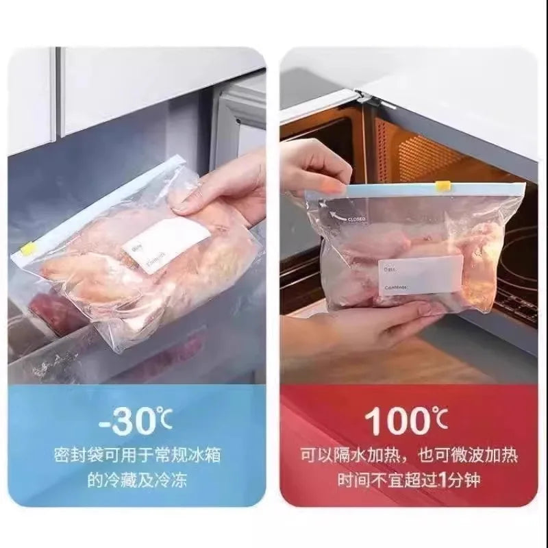 Zip Lock Food Storage Bags Canada Thick Reusable Freezer Bags for Fridge Microwave Safe Organizing, 3 Sizes