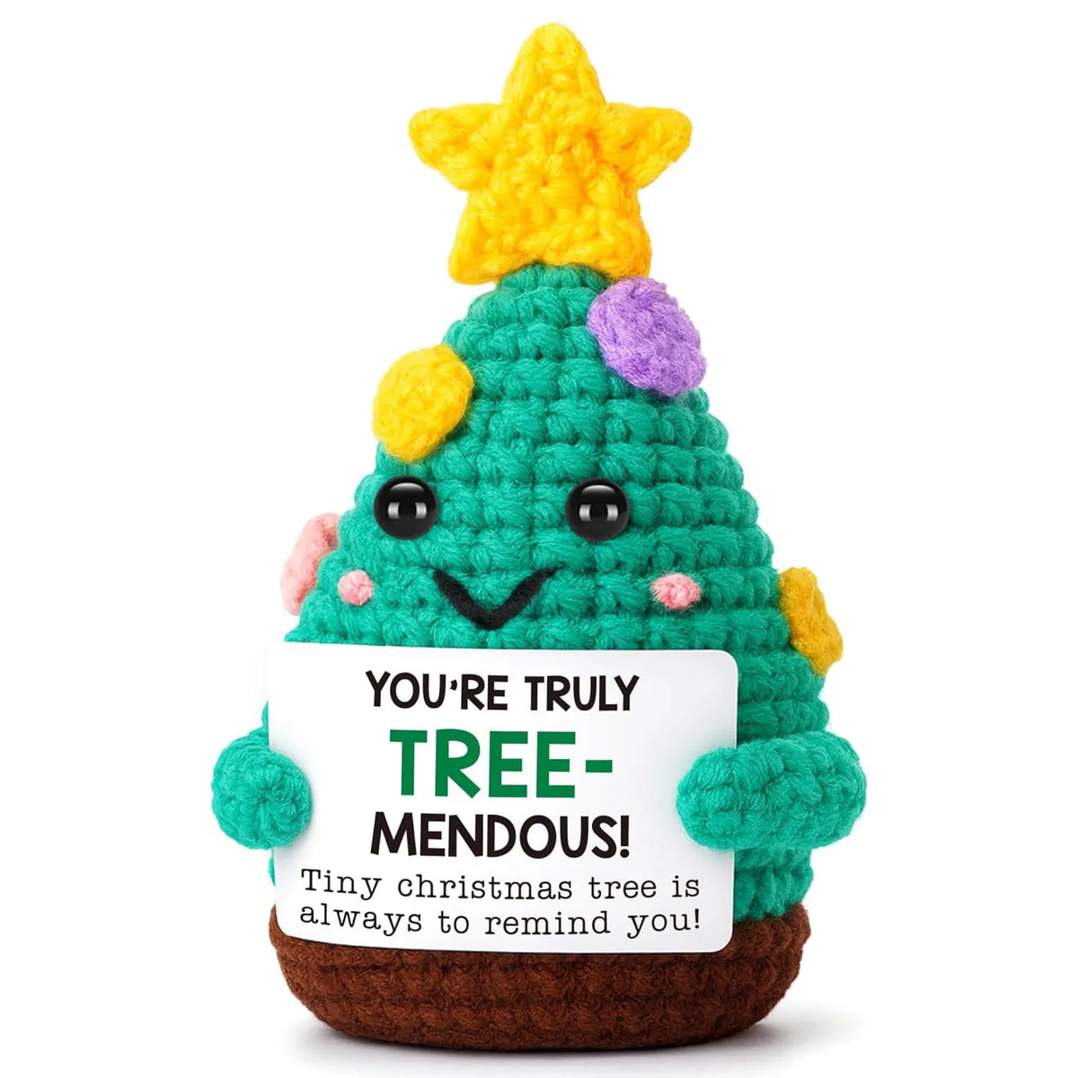 Mini Handmade USA Christmas Tree Crochet Decor Merry Inspirational Cheer Up Gifts for Sister Friends Mom Grandma Christmas Gifts